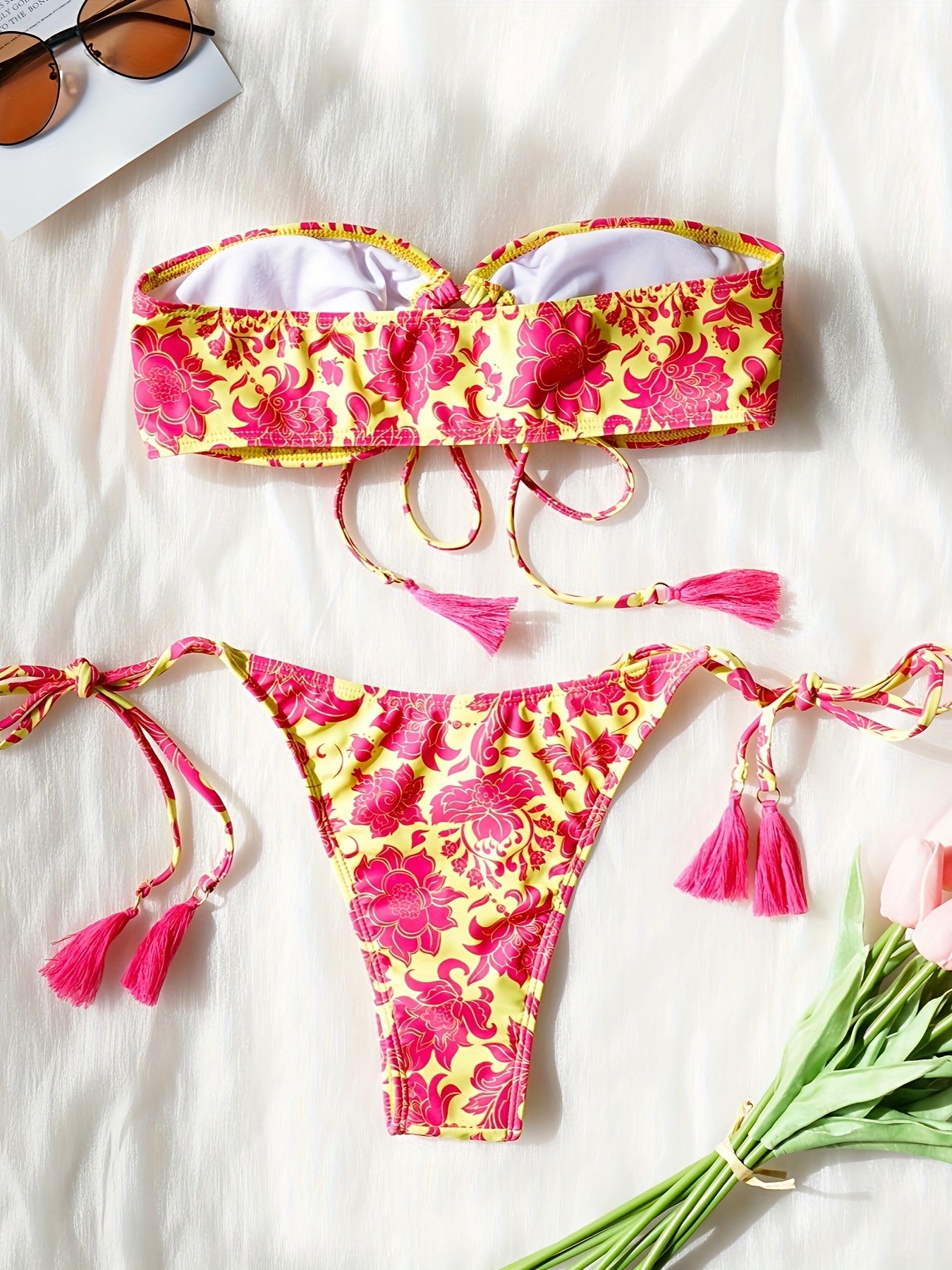 Romantic Bloom Bandeau Swimsuit 🌸✨