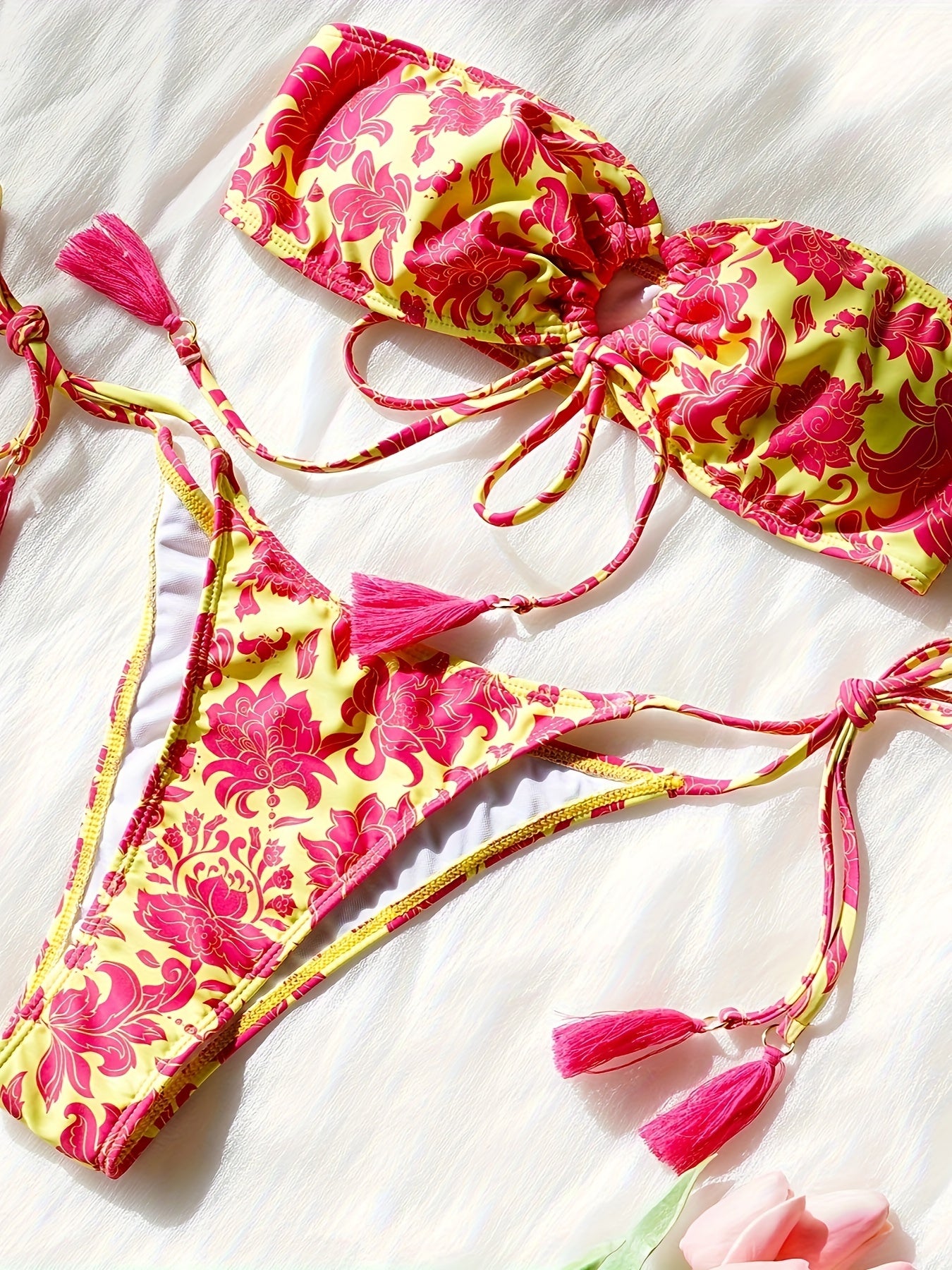 Romantic Bloom Bandeau Swimsuit 🌸✨