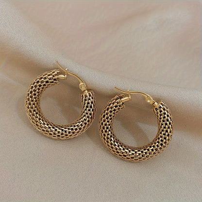 Elegant Stainless Steel Hoop Earrings, Sexy & Casual Style, All-Season Accessory