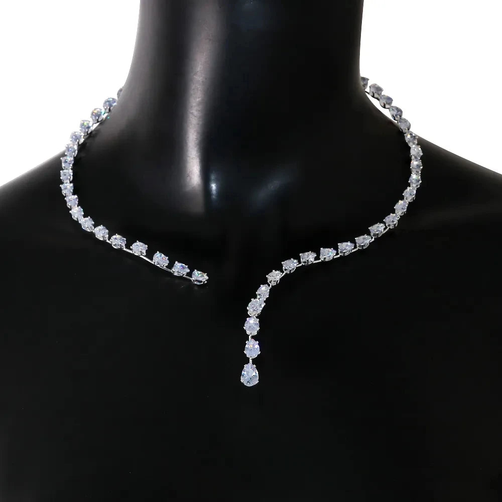 Fashion Zircon Pendant Choker Water Drop. Bridal Jewelry