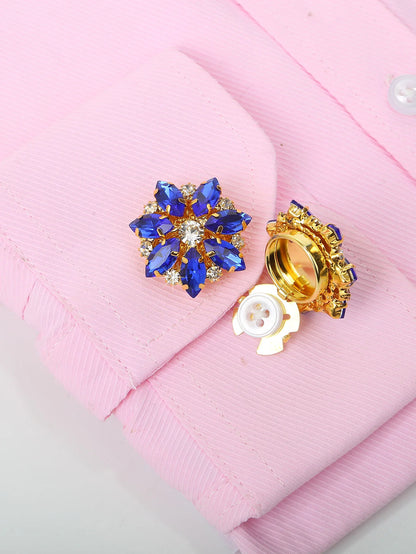 Luxury Rhinestone Flower Button Covers