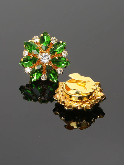 Luxury Rhinestone Flower Button Covers