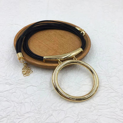 Trendy Black Leather Necklace