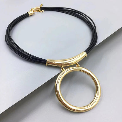 Trendy Black Leather Necklace
