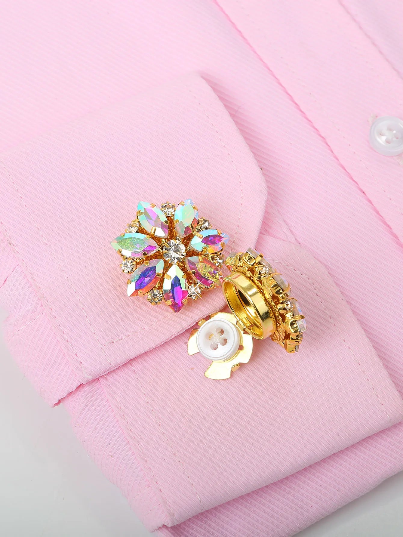 Luxury Rhinestone Flower Button Covers