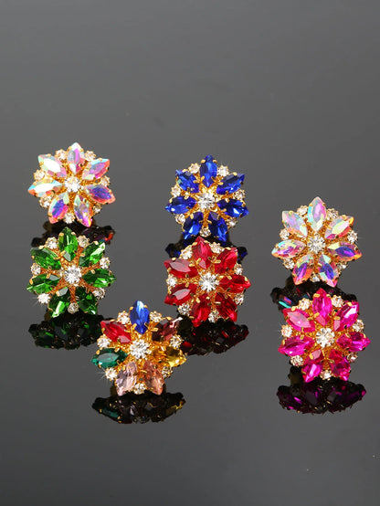 Luxury Rhinestone Flower Button Covers