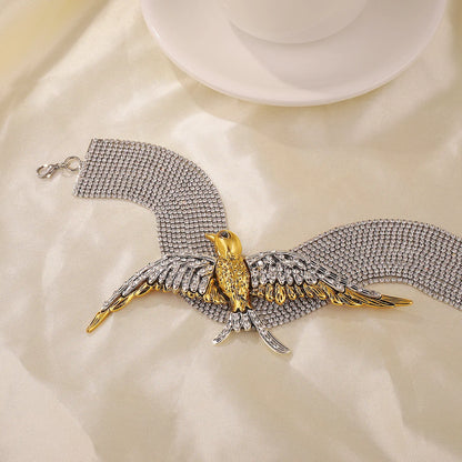 Vintage Multi-layered Rhinestone Bird Swallow Choker Necklace