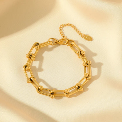 Gold Color Thick Chain Necklace and Bracelet