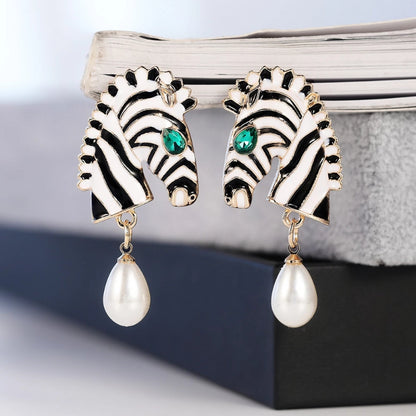 Zebra Head Shape Drop Earrings