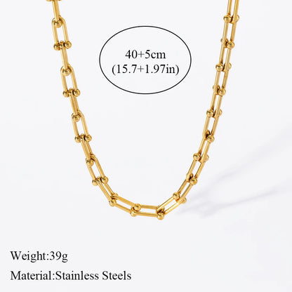 Gold Color Thick Chain Necklace and Bracelet