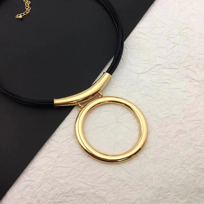 Trendy Black Leather Necklace