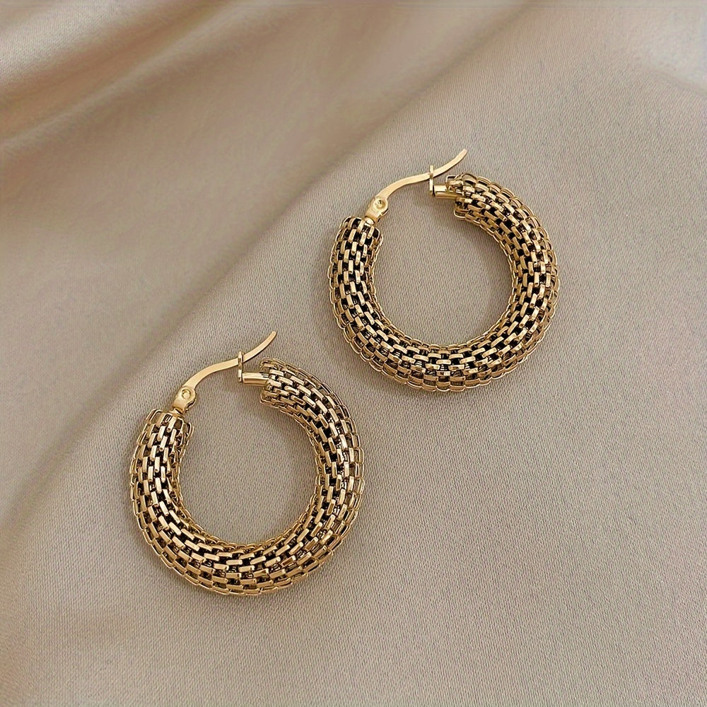 Elegant Stainless Steel Hoop Earrings, Sexy & Casual Style, All-Season Accessory