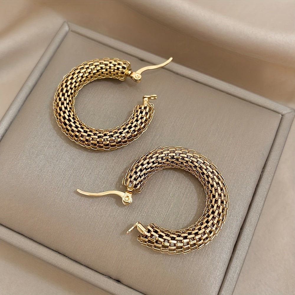 Elegant Stainless Steel Hoop Earrings, Sexy & Casual Style, All-Season Accessory