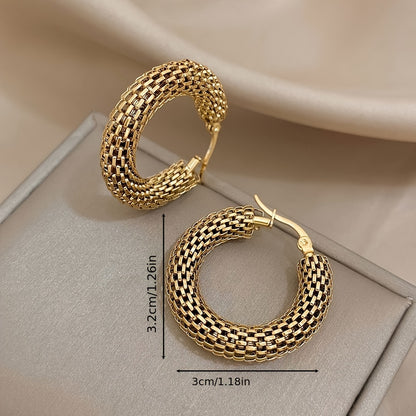 Elegant Stainless Steel Hoop Earrings, Sexy & Casual Style, All-Season Accessory