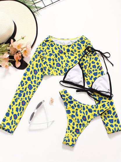 Wild Elegance — Leopard 3-Piece Swimsuit Set