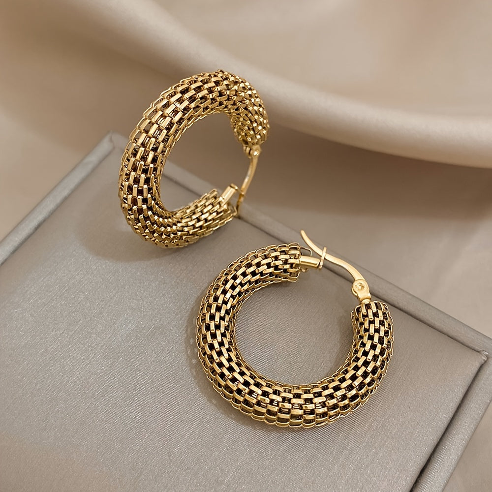 Elegant Stainless Steel Hoop Earrings, Sexy & Casual Style, All-Season Accessory